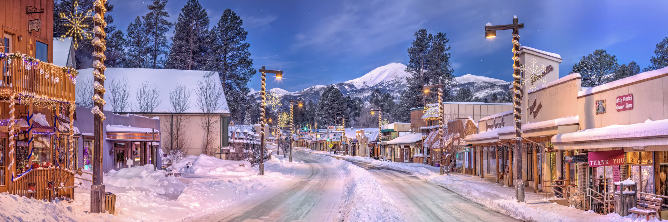 Midtown Ruidoso on a winter evening